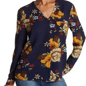 Vertigo printed woven button front blouse